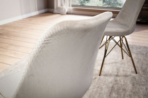 Rootz Dining Chair Set of 2 - Scandinavian Kitchen Chairs - Beige Fabric Chairs - Comfortable & Durable - Non-Squeak Legs - 48cm x 58cm x 85cm