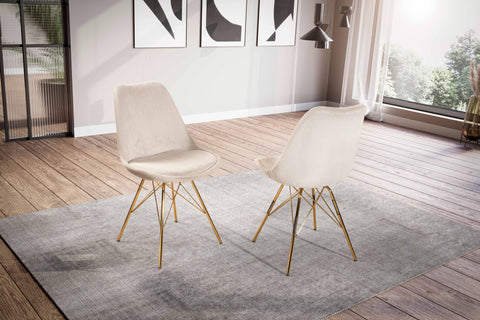 Rootz Dining Chair Set of 2 - Scandinavian Kitchen Chairs - Beige Fabric Chairs - Comfortable & Durable - Non-Squeak Legs - 48cm x 58cm x 85cm