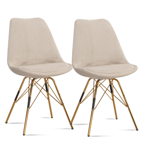 Rootz Dining Chair Set of 2 - Scandinavian Kitchen Chairs - Beige Fabric Chairs - Comfortable & Durable - Non-Squeak Legs - 48cm x 58cm x 85cm