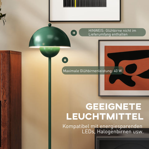 Rootz Floor Lamp - Standing Light - Elegant Illumination - Steel & Green Finish - Long Cable - Ø30 x 155 cm