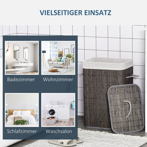 Rootz Laundry Basket with Handles - Washable Laundry Bag - Rattan Hamper - Durable & Water-resistant - 43l x 32b x 61h cm