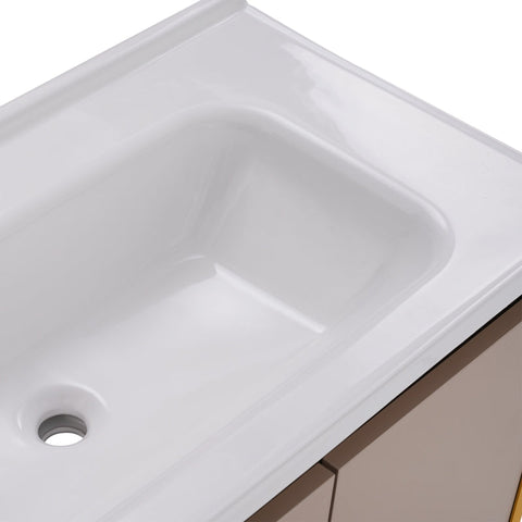 Rootz Light Brown Bathroom Furniture Set - Washbasin Cabinet - Vanity Unit - Easy to Clean - 90cm x 47cm x 48cm & Mirror Cabinet 80cm x 12cm x 75cm