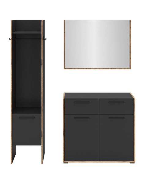 Rootz Wardrobe Combination - Narrow Wardrobe - Chest of Drawers - Stylish Design - 152cm x 189cm x 37cm