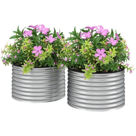 Rootz Set of 2 Round Elevated Plant Boxes - Garden Planters - Raised Beds - Optimal Drainage - 90 x 90 x 56 cm