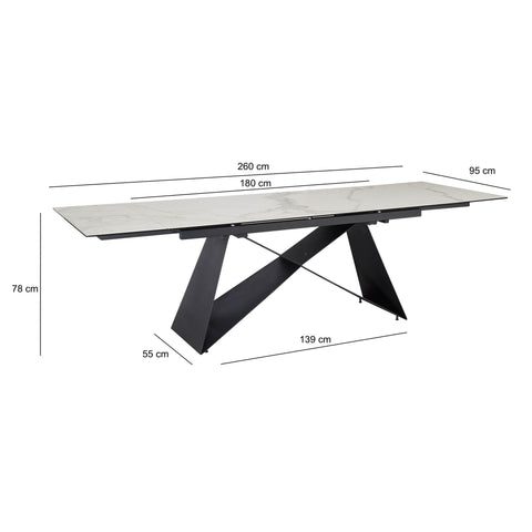 Rootz Modern Dining Table - Dining Room Table - Rectangular Table - Expandable - 180-260cm x 95cm x 78cm
