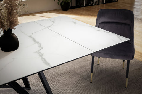 Rootz Large Modern Dining Table - Rectangular Table - Marble Look Table - Seats 12 - 180-260cm x 95cm x 76cm