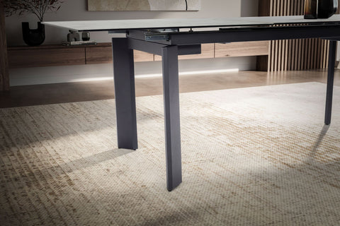 Rootz Modern Large Dining Room Table - Rectangular Marble Look - Extendable Table - Space for 10 - 180-240cm x 95cm x 77cm