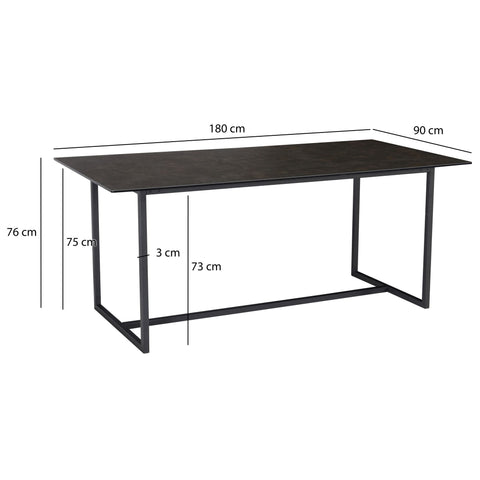 Rootz Large Dining Room Table - Modern Table - Rectangular Dining Table - Stable Metal Legs - 180cm x 90cm x 76cm