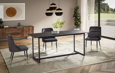 Rootz Large Dining Room Table - Modern Table - Rectangular Dining Table - Stable Metal Legs - 180cm x 90cm x 76cm