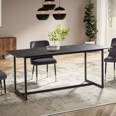 Rootz Large Dining Room Table - Modern Table - Rectangular Dining Table - Stable Metal Legs - 180cm x 90cm x 76cm