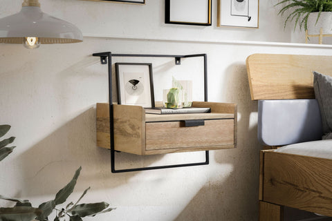 Rootz Modern Design Nightstand - Bedside Table - Wall-mounted Nightstand - Light Walnut - 44cm x 45cm x 35cm