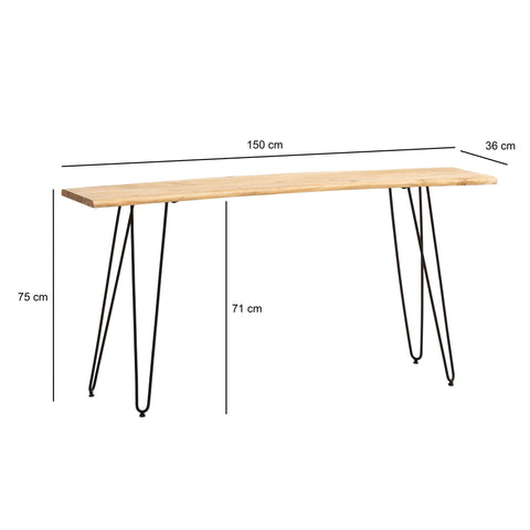 Rootz Massive Office Table - Modern Design - Expressive Edges - Unique Handcrafted - 150cm x 36cm x 75cm