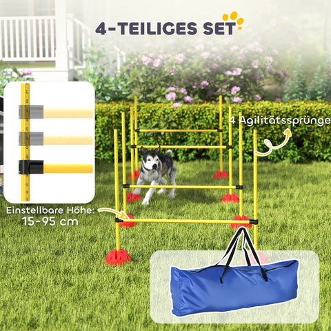 Rootz 4-Part Dog Agility Set - Jumping Training - Obedience Training - Enhances Mobility - 124cm x 19.5cm x 103cm