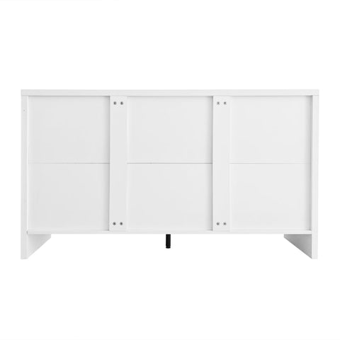 Rootz Minimalist Sideboard - Modern Storage Unit - Elegant Cabinet - Adjustable Dividers - White & Gold - 140L x 38W x 80H cm