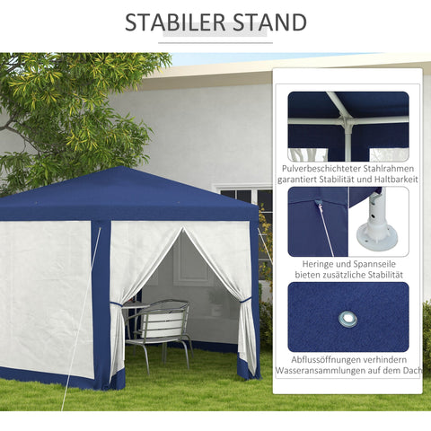 Rootz Garden Pavilion - 6-Corner Gazebo - Metal Frame Tent - Insect Protection - 3.94x3.412x2.5m - Blue