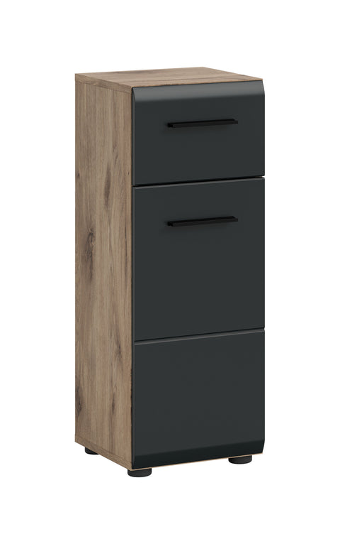 Rootz Freestanding Cabinet - Storage Unit - Organizer - Durable MDF Front - 30x80x30 cm - Black and Brown