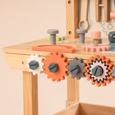 Rootz Toy Workbench Tool Bench Set for Kids - Children's Tool Set - Wooden Play Tools - Safe Material - Stimulate Imagination - Perfect Gifts - 61 x 30,5 x 76 cm