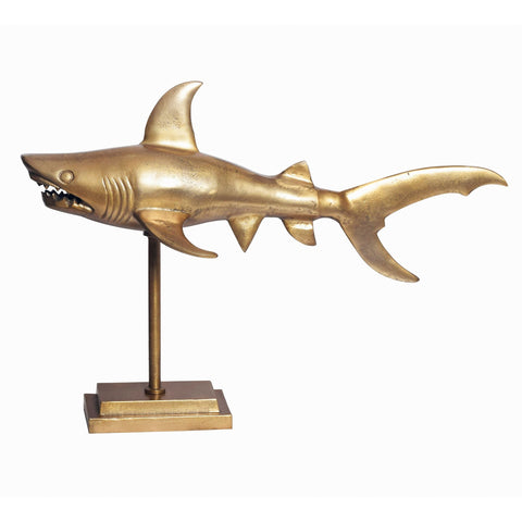 Rootz Modern Decorative Shark Figure - Handcrafted Statue - Unique Gold Sculpture - 70cm x 49cm x 27cm