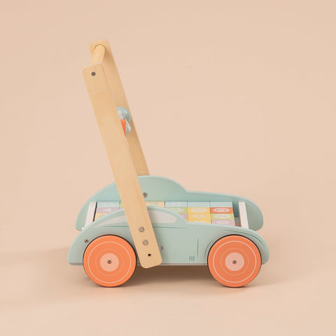 Rootz Houten Loopstoeltjes Duwspeelgoed - Leermiddel voor peuters - Mini-winkelwagentje - Verbetert cognitieve vaardigheden - Verstelbare hoogte en snelheid - Premium massief hout en MDF - 43 cm tot 45,5 cm