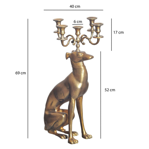 Rootz Decorative Candlestick - Candle Holder - Greyhound Figurine - Unique Design - Handcrafted - 26cm x 69cm x 40cm