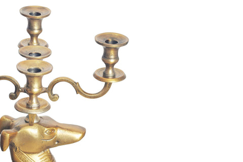 Rootz Decorative Candlestick - Candle Holder - Greyhound Figurine - Unique Design - Handcrafted - 26cm x 69cm x 40cm