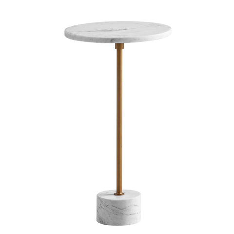 Rootz Round Side Table - Modern Design - Marble End Table - Handmade Unique - Space-Saving 30cm x 30cm x 55.5cm - Protects Floors
