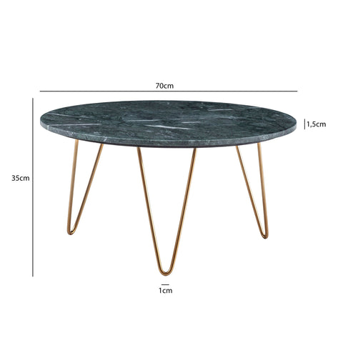 Rootz Round Coffee Table - Modern Coffee Table - Elegant Center Table - Marble Top - 70cm x 70cm x 35cm - Unique Handcrafted Design