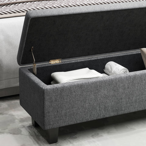 Rootz Linen Look Storage Bench - Storage Seat Chest - Tufted Storage Bench - Hidden Storage - 138cm x 40cm x 45cm