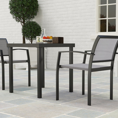 Rootz 3-Part Outdoor Dining Set - Patio Table Set - Weather-Resistant Furniture - Steel Frames - Table: 70x70x72cm, Chair: 55.5x59x80cm
