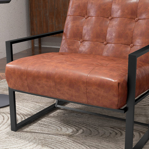 Rootz Lounge Chair - Chesterfield Relaxation Chair - Padded Faux Leather - Neo-Retro Comfort - 75cm x 81cm x 78cm