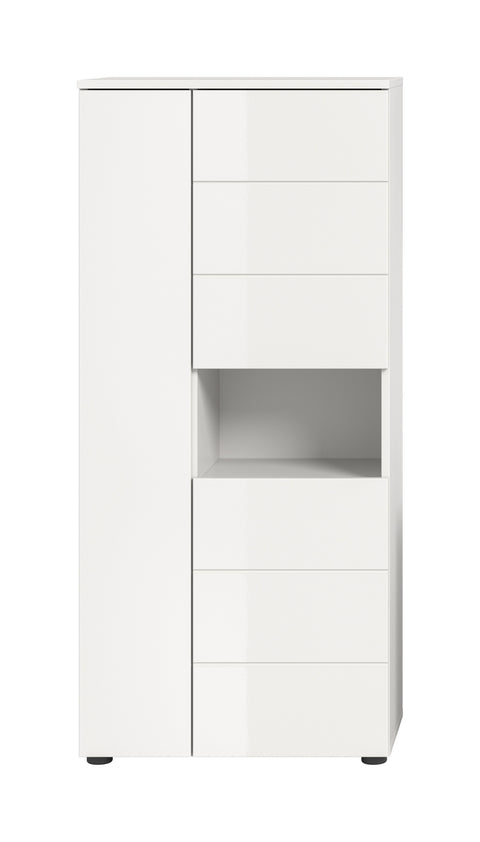 Rootz Freestanding Bathroom Cabinet - Storage Unit - Organizer - Easy Installation - 60x133x34 cm - White High Gloss