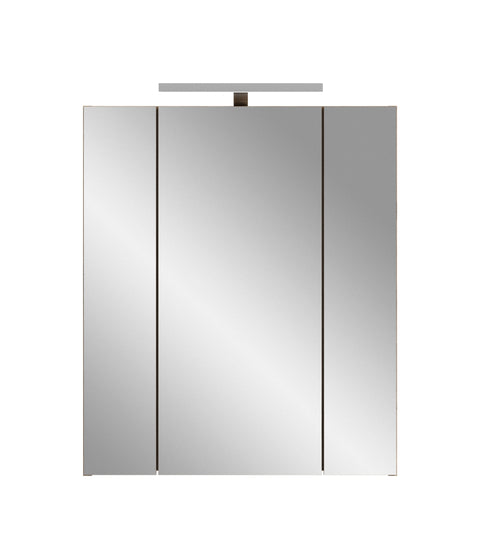 Rootz Mirror Cabinet - Vanity Cabinet - Bathroom Storage - Ample Storage - 60x70x18 cm - Grey and Brown  Imitation