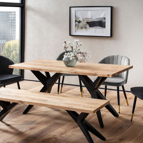 Rootz Modern Loft Dining Table - Handcrafted Rectangular Table - Acacia Wood Table - Unique Design - 120cm x 60cm x 76cm
