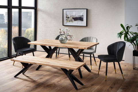 Rootz Modern Loft Dining Table - Handcrafted Rectangular Table - Acacia Wood Table - Unique Design - 120cm x 60cm x 76cm