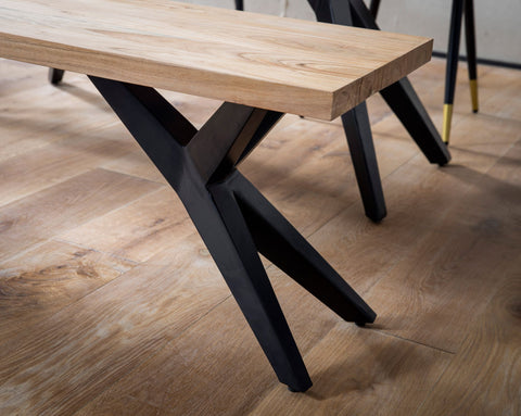 Rootz Massive Dining Bank - Modern Loft Bench - Acacia Wood Seating - Unique Design - 160cm x 45cm x 45cm