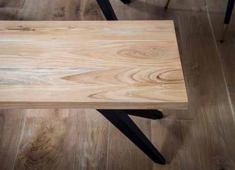 Rootz Massive Dining Bench - Loft Style - Handmade Seating - Unique Design - 175cm x 45cm x 45cm - Protective Lacquer - 4 Person Capacity