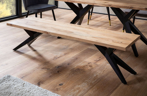 Rootz Massive Dining Bench - Loft Style - Handmade Seating - Unique Design - 175cm x 45cm x 45cm - Protective Lacquer - 4 Person Capacity