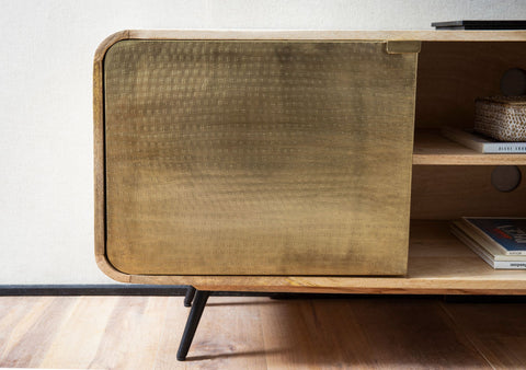 Rootz TV Base Cabinet - Media Console - TV Stand - Expressive Wood Grain - Fits TVs Up to 70" - 160cm x 55cm x 41cm