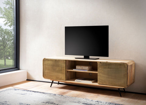 Rootz TV Base Cabinet - Media Console - TV Stand - Expressive Wood Grain - Fits TVs Up to 70" - 160cm x 55cm x 41cm