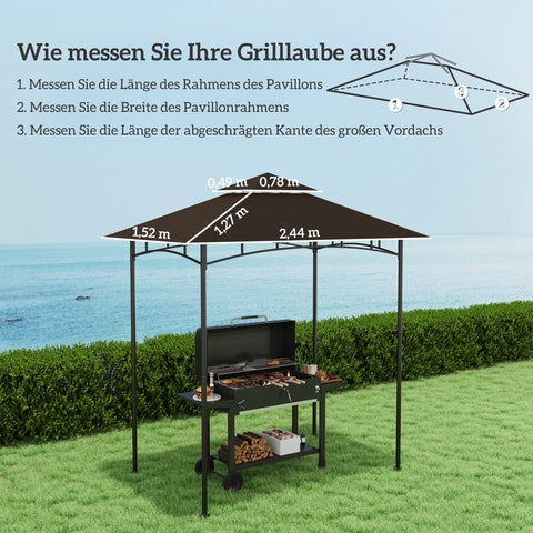 Rootz Garden Gazebo Replacement Tarpaulin - BBQ Gazebo Roof - Canopy Cover - UPF50+ Protection - 244cm x 152cm - Brown