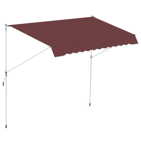 Rootz Manual Extendable Awning - Telescopic Cover - Adjustable Sun Shade - UV-Resistant Bordeaux - Easy Installation - 300cm x 150cm x 170-280cm