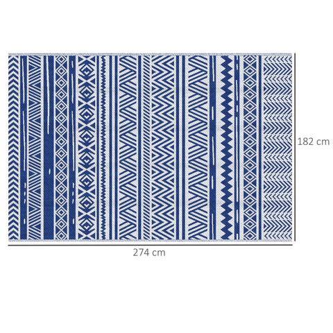 Rootz Graphic Reversible Garden Carpet - Outdoor Rug - Double-Sided Mat - Durable & UV-Resistant - 2.74m x 1.82m