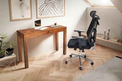 Rootz Solid Office Table - Modern Desk - Bureau - Handmade - Robust Legs - Sheesham Wood - 118cm x 40cm x 76cm
