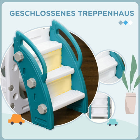 Rootz Toddler Slide - Indoor Slide - 7-in-1 Playset - Acceleration Zone - Bridge Walkway - Storage Baskets - 178L x 177W x 99H cm