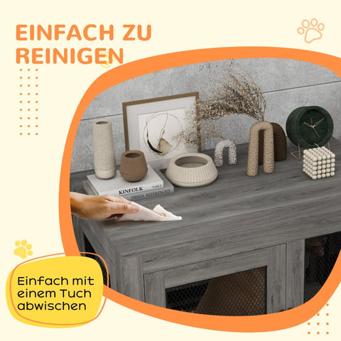 Rootz Decorative Dog Cage Bed - Pet Crate - Cozy Kennel Bed - Washable Pillow - Stylish Storage Space - 94cm x 60cm x 71.5cm