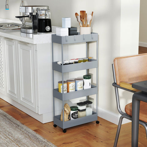 Rootz Kitchen Cart - Niche Car - Storage Trolley - Extra Space - Grey - 40cm x 19cm x 90cm