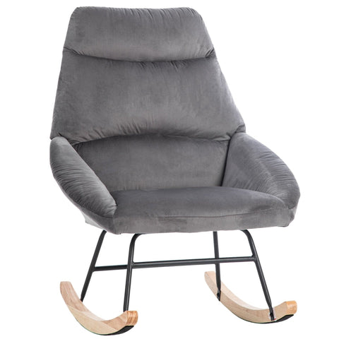 Rootz Ergonomic Rocking Chair Set - Reclining Chair - Relaxing Seat - Ultimate Comfort - 76cm x 94cm x 97cm, Footstool 48cm x 37cm x 37cm