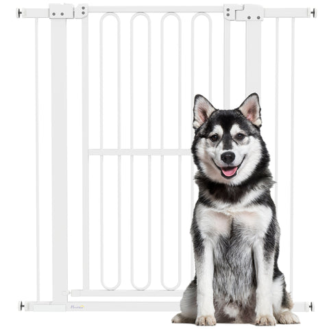 Rootz Dog Door Safety Gate - Pet Barrier - Stair Gate - Adjustable 76-104cm - No Drilling Needed - Double Lock - Swing Doors - 76-104W x 104H cm