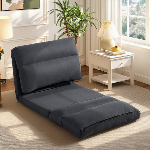 Rootz Bean Bag with Bed Function - Floor Chair - Lounger - Foldable Seat - 6-Position Adjustable Backrest - Comfort & Space Saving - Grey - 70 x 72 x 56 cm