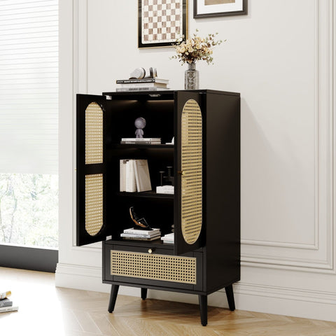 Rootz Elegant Black Sideboard - Storage Cabinet - Versatile Furniture - Height-Adjustable Legs - 60L x 40W x 110.5H cm